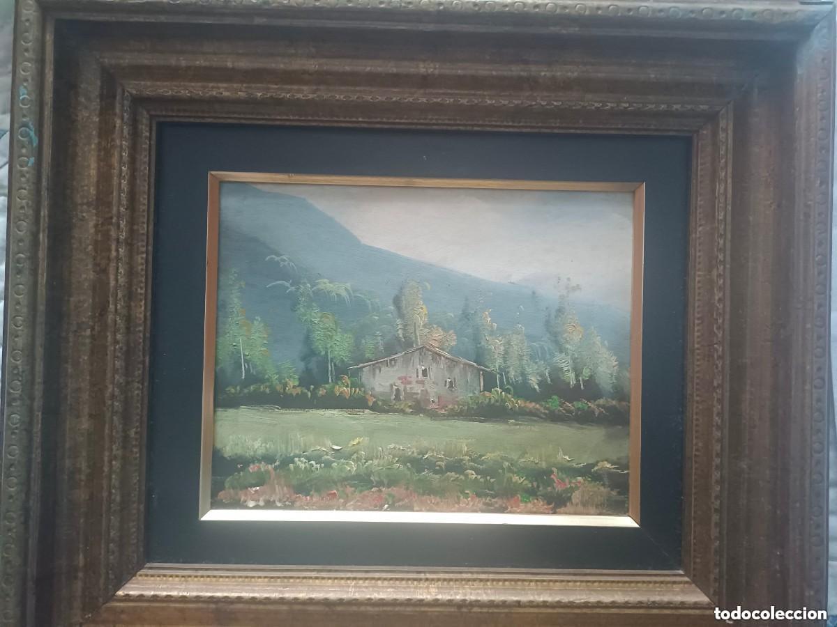 Art: Bonito oleo de un paisaje con casa. Sin firma