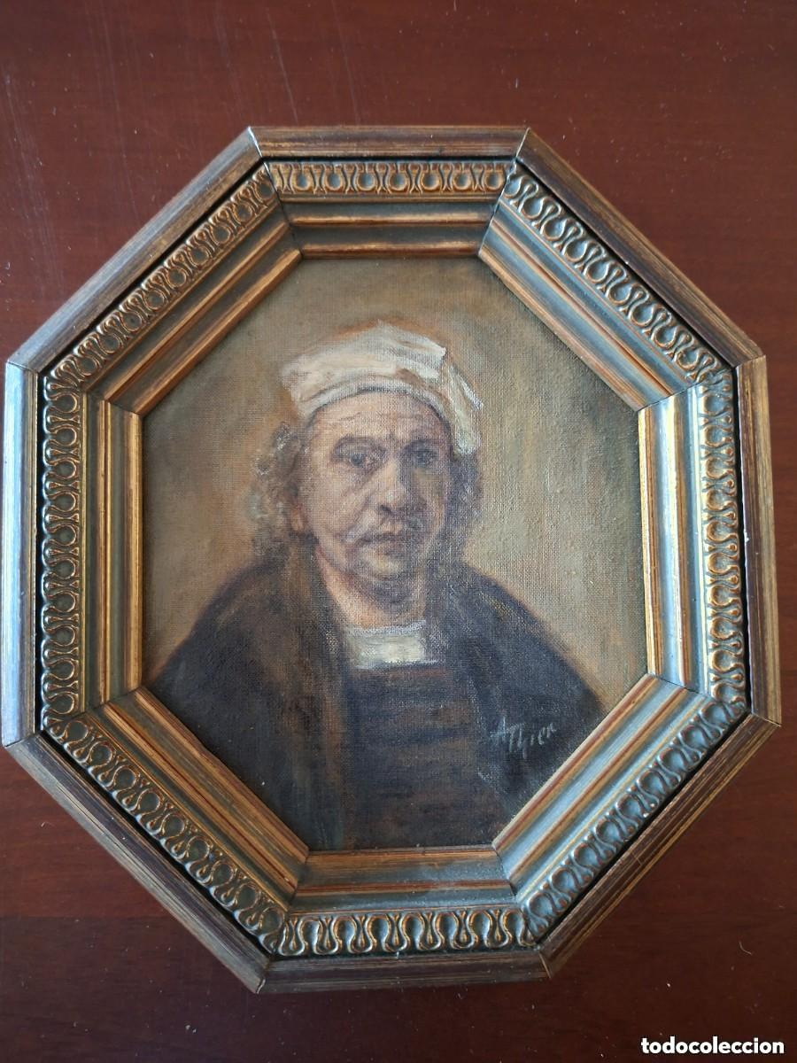 Art: Copia autorretrato Rembrandt. Oleo