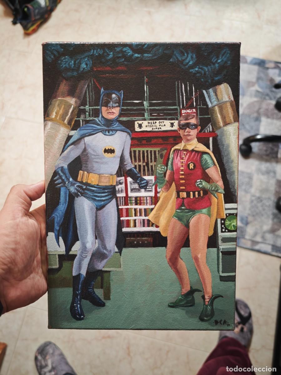 Arte: Batman y Robin (Homenaje Serie 1966) - Pintura Original al &Oacute;leo de DC Alonso (Mattel / Marvel)