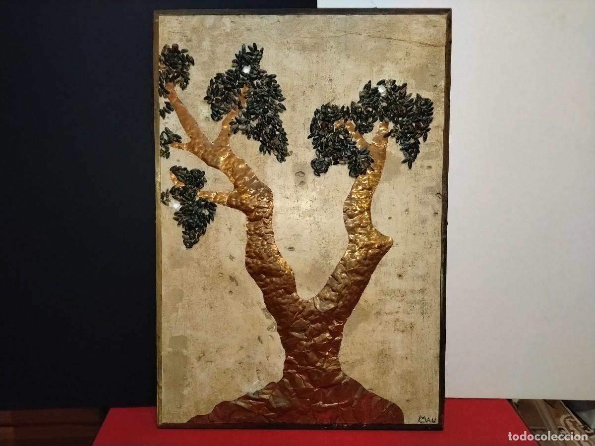 Art: Obra estilo abstracto (ARBOL DE COBRE ) MAU (Manuel Planells Mart&iacute;)40 cm x 57cm(A&Ntilde;O 1988)VASE MADERA