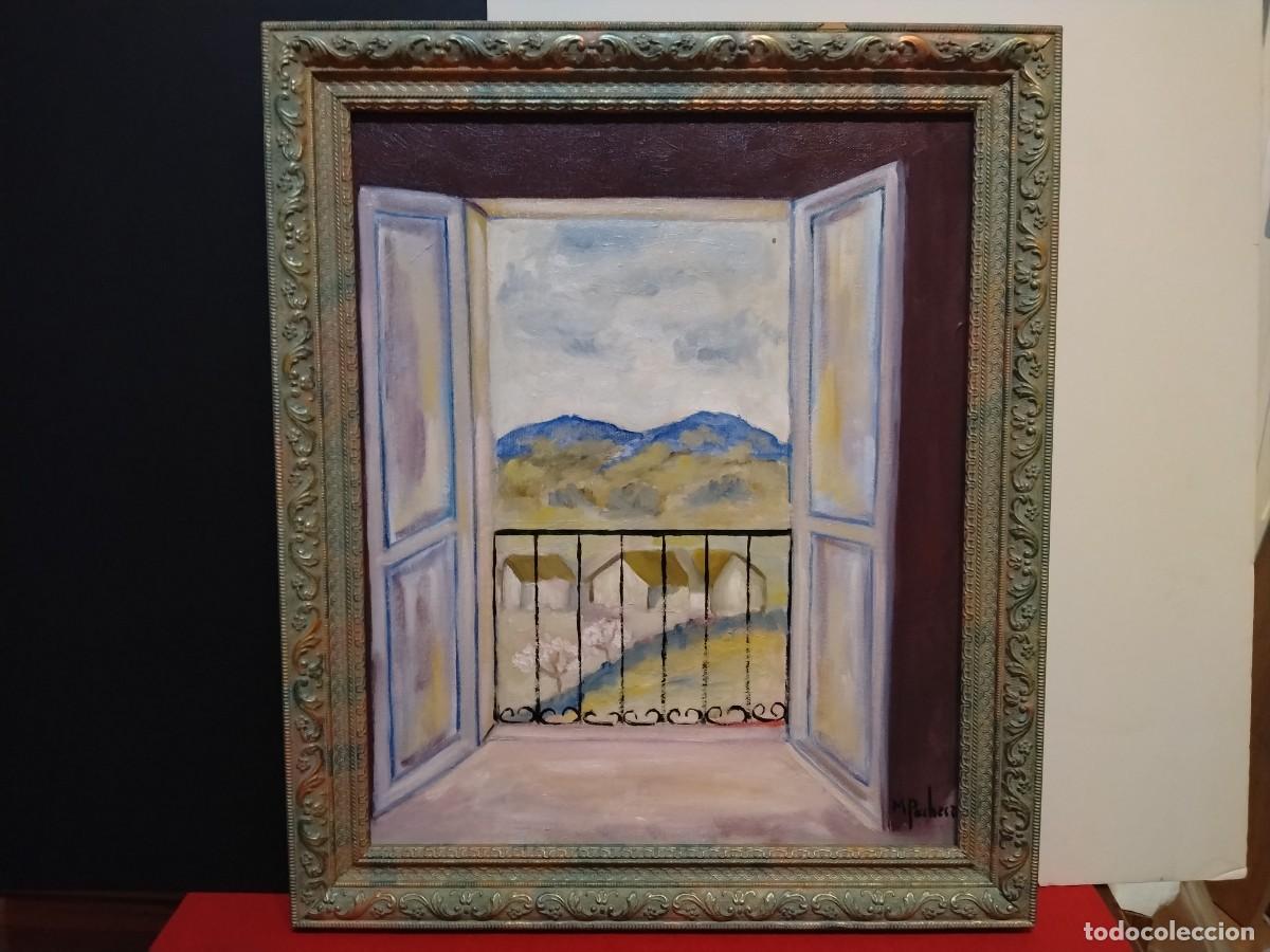 Art: OBRA REALISTA PAISAJE VENTANA DE M.PACHECO ( 46 x 54 cm)
