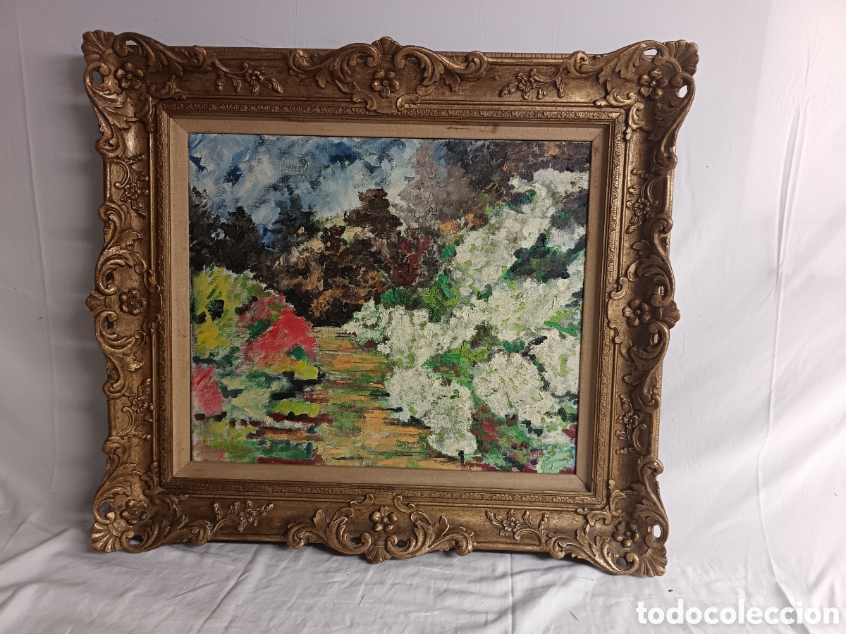 Arte: BONITO CUADRO , OLEO SOBRE LIENZO, IMPRESIONISTA, QUEENS GARDEN WINSOR,BONITO MARCO FIRMADO NATALIA