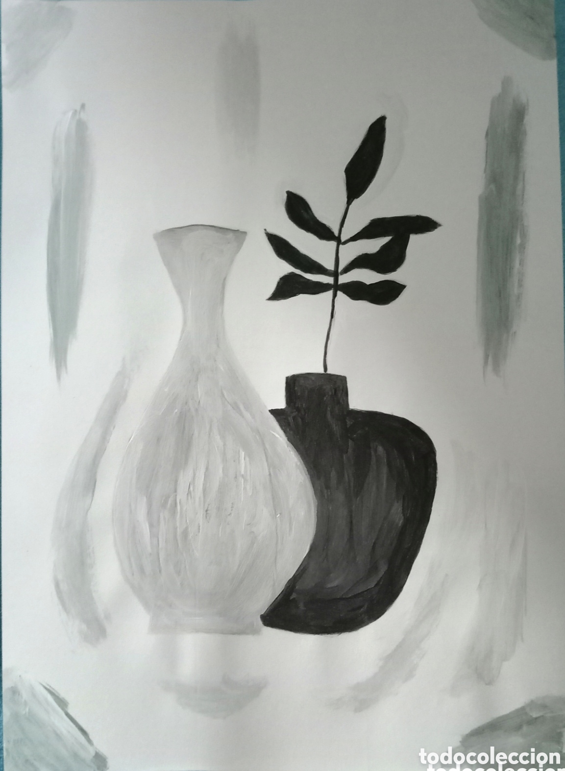 Arte: Original pintura bodeg&oacute;n trazos (3) acuarela sobre papel doble 29,6cm x 21cm. Muy bonita