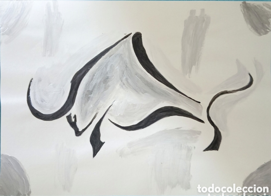 Art: Original pintura Toro trazos (3) acuarela sobre papel doble 29,6cm x 21cm. Muy bonita