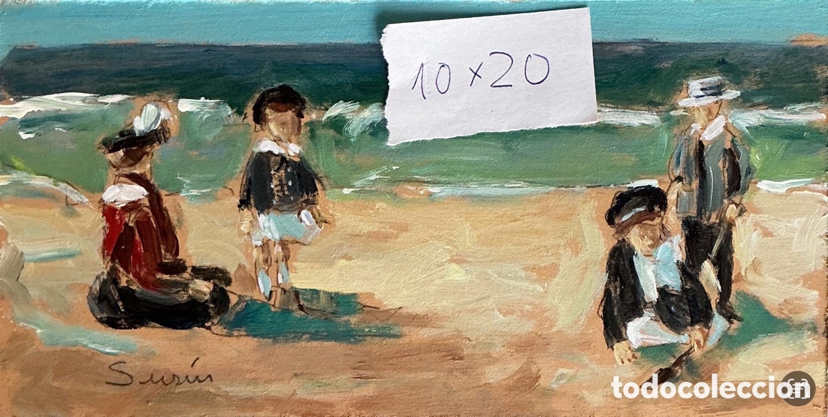 Art: Oleo original. Demetrio Sus&iacute;n. Playa victoriana 5. 10x20 cm.