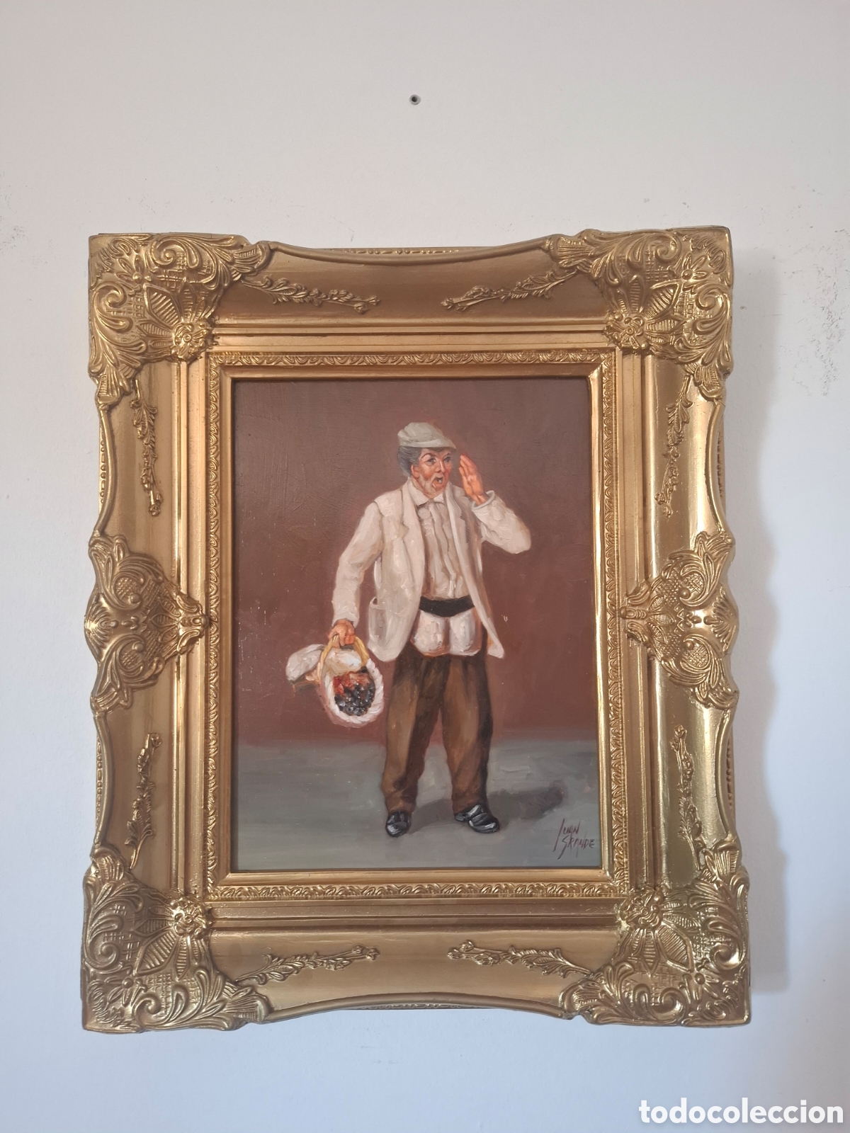 Arte: Oleo sobre tabla de juan grande antiguo mariscao 60x50