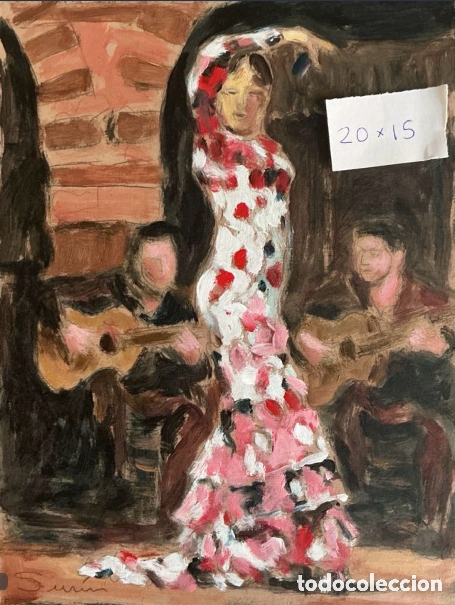 Kunst: Oleo original. Demetrio Sus&iacute;n. Flamenco.