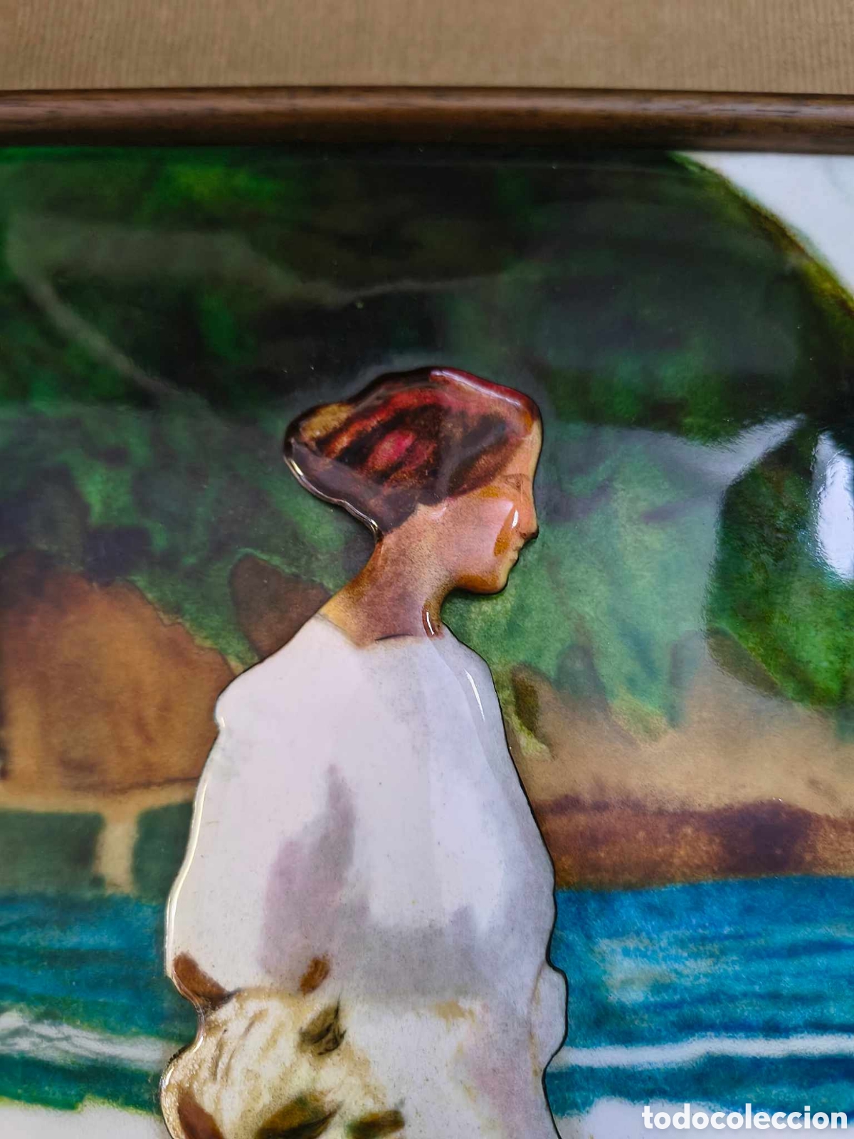 Arte: Cuadro esmalte - copia del pintor J. Sorolla - Foto 2