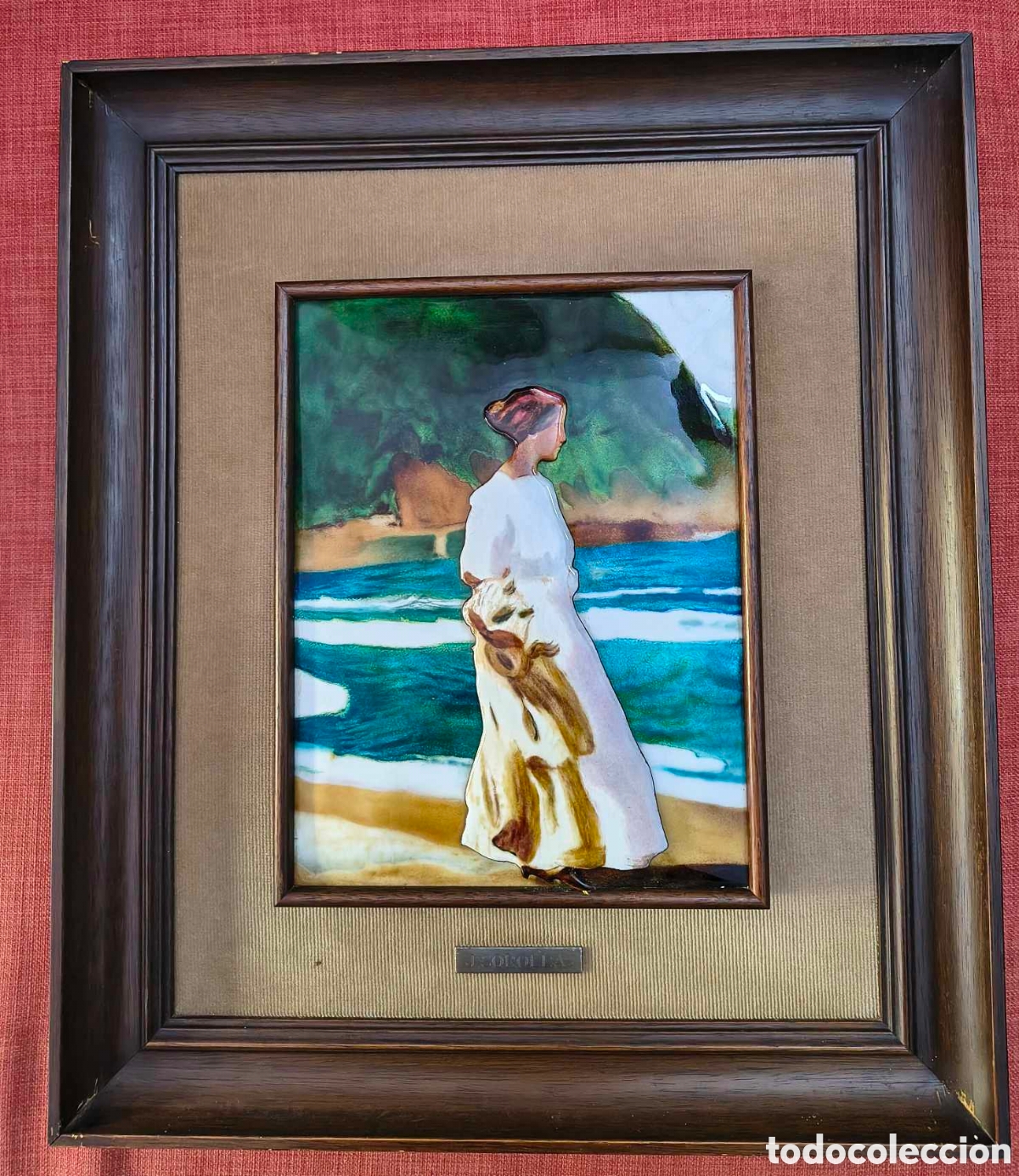 Arte: Cuadro esmalte - copia del pintor J. Sorolla - Foto 1