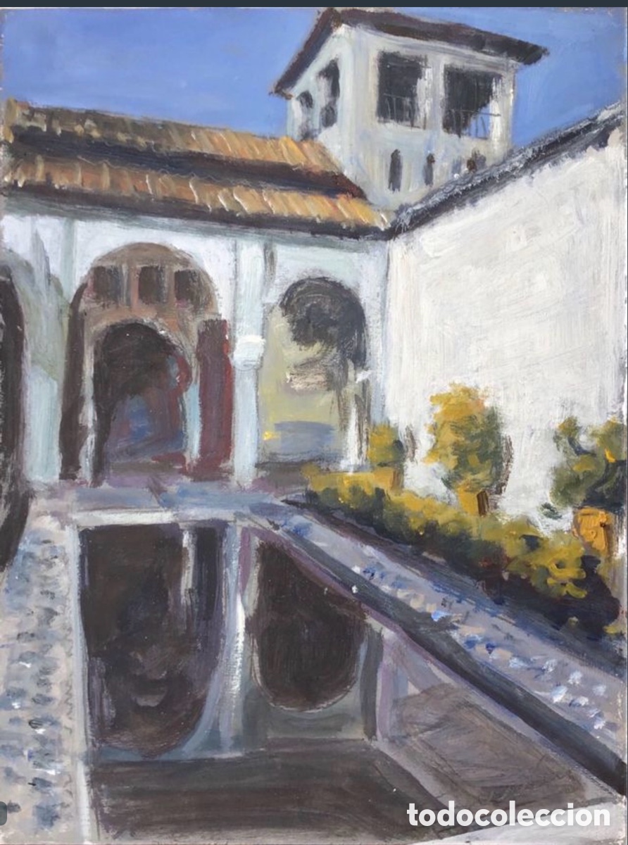 Art: Oleo original. Demetrio Sus&iacute;n. Alcazaba, M&aacute;laga. 20x15 cm.