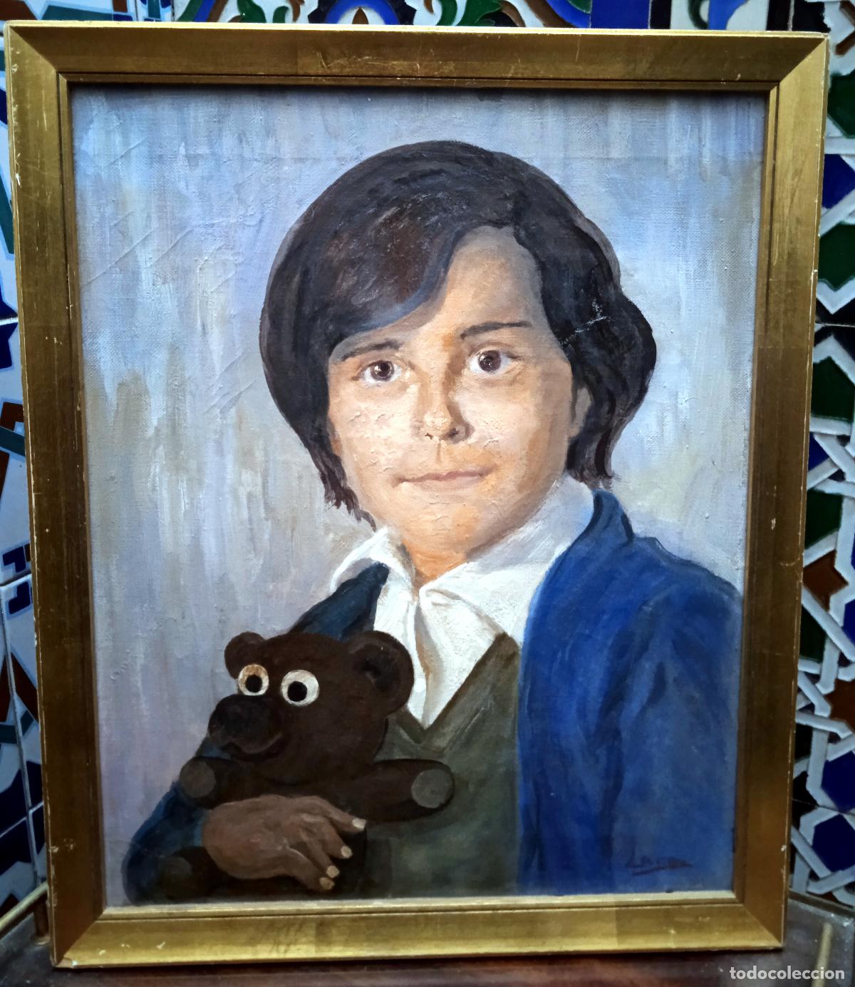 Arte: Juan Lara Izquierdo (El Puerto de Santa Mar&iacute;a, 1920-1995): &rdquo;Retrato de su hijo Angelito&rdquo;. &Oacute;leo.