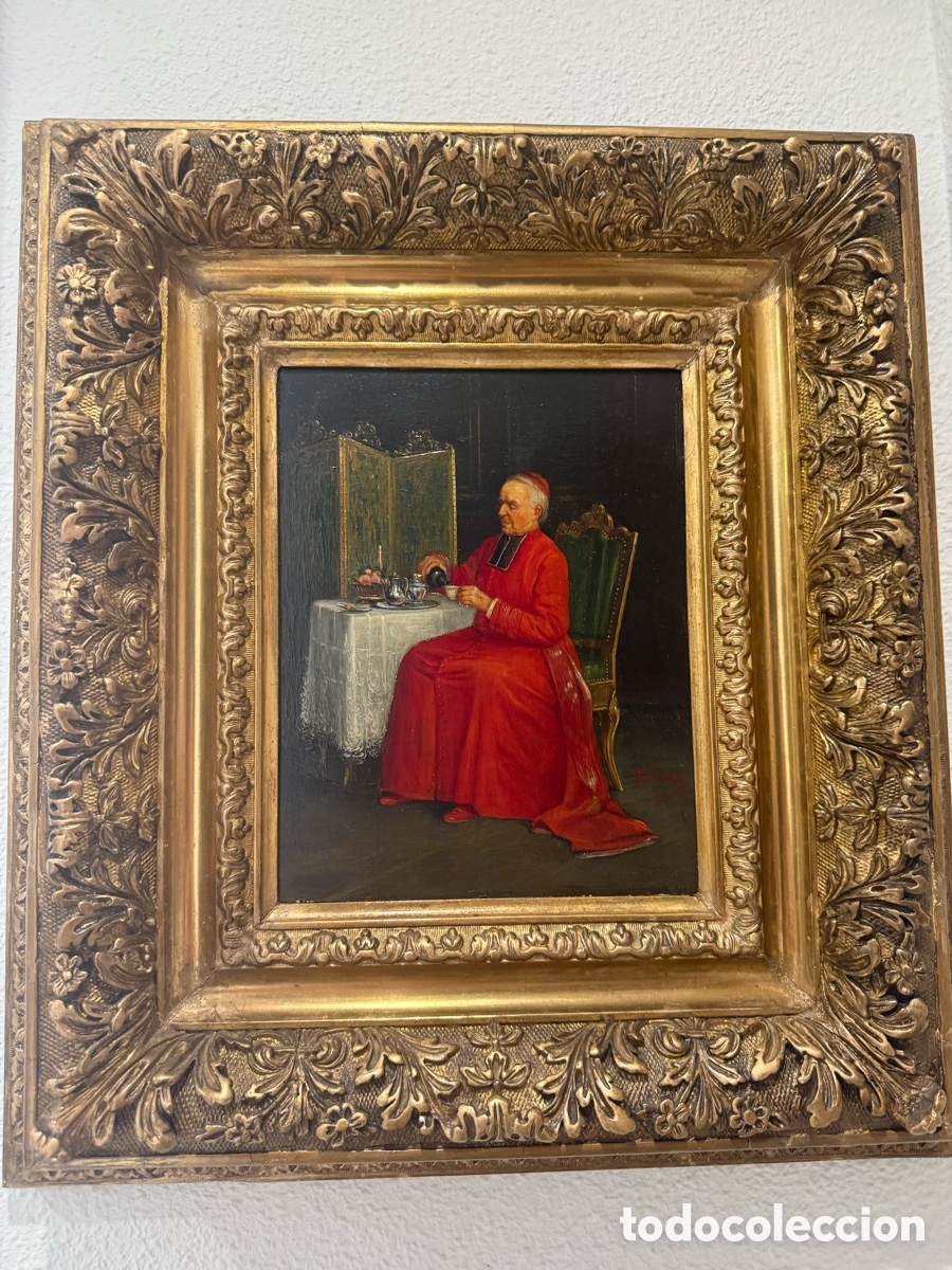 Arte: OBISPO &Oacute;LEO SOBRE TABLA - Foto 1