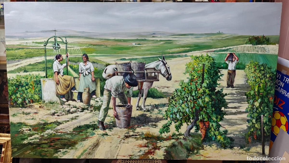 Arte: Vendimia en el vi&ntilde;edo &ndash; Gran &oacute;leo costumbrista firmado por Rodrigo B&aacute;ez Atienza (2011)