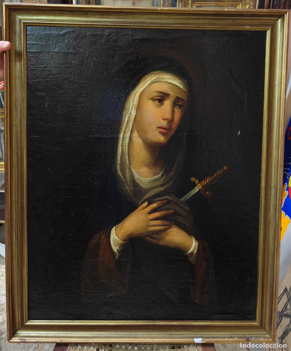 Arte: Antiguo &oacute;leo religioso &ndash; Virgen Dolorosa &ndash; Escuela espa&ntilde;ola siglo XIX