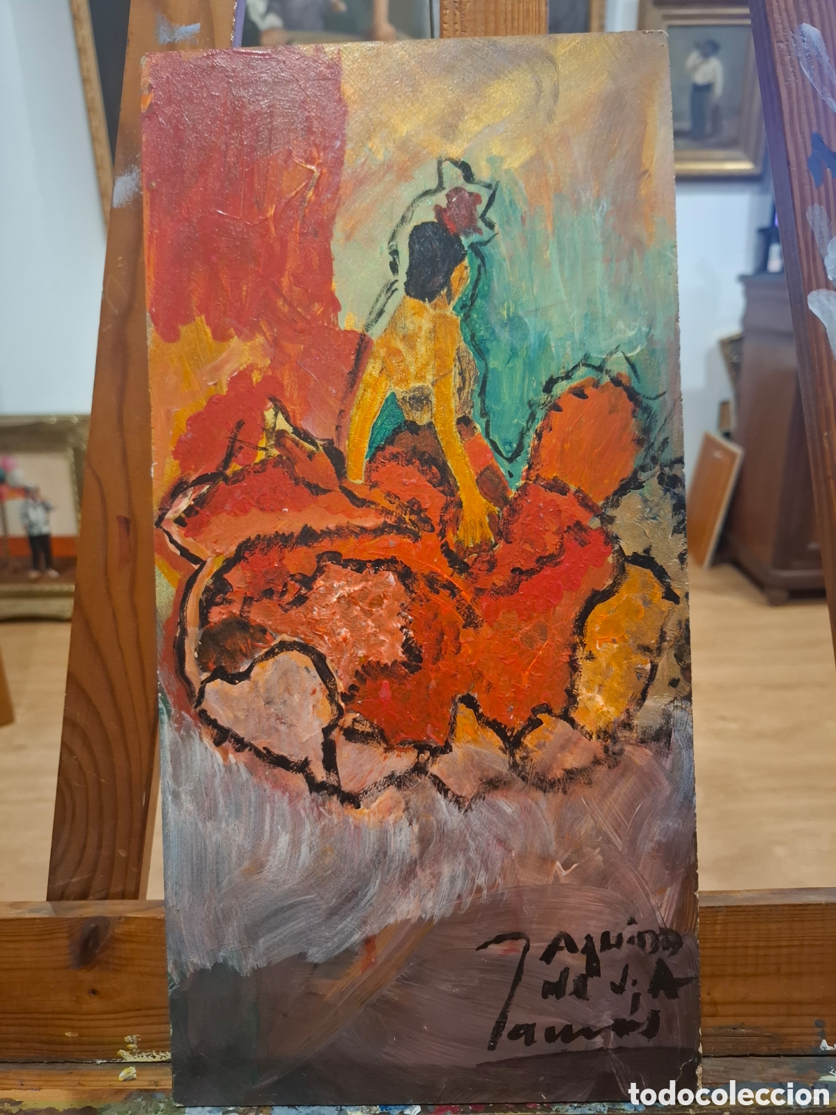 Arte: Oleo sobre tabla bailaora 40x20