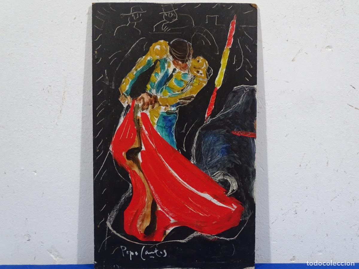 Arte: &Oacute;LEO SOBRE TABLEX DEL PINTOR ALICANTINO PEPO CANT&Oacute;S. PASE TORERO.