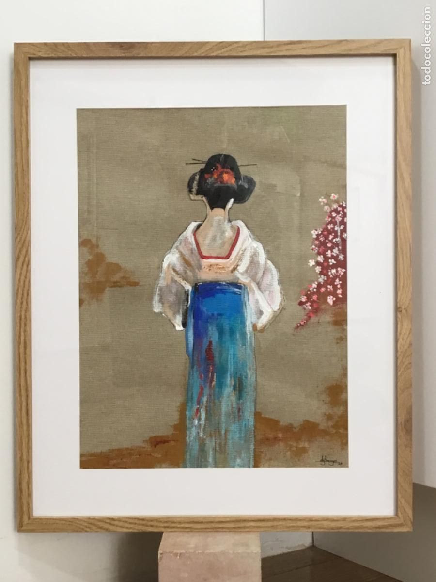 Arte: Jard&iacute;n japon&eacute;s. Acr&iacute;lico sobre lienzo de lino.