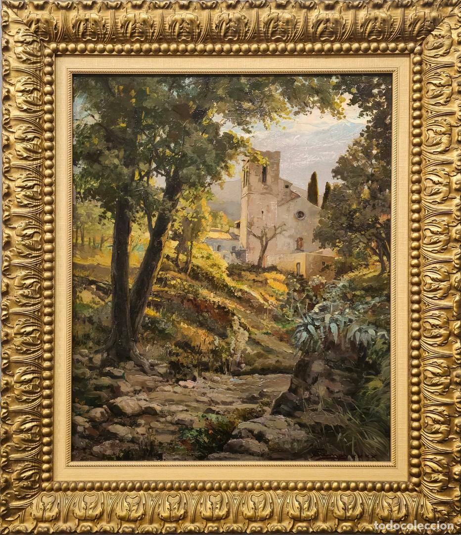 Kunst: FRANCESC CAMPS DALMASES (1907-1997). Paisaje rural con iglesia, 1940