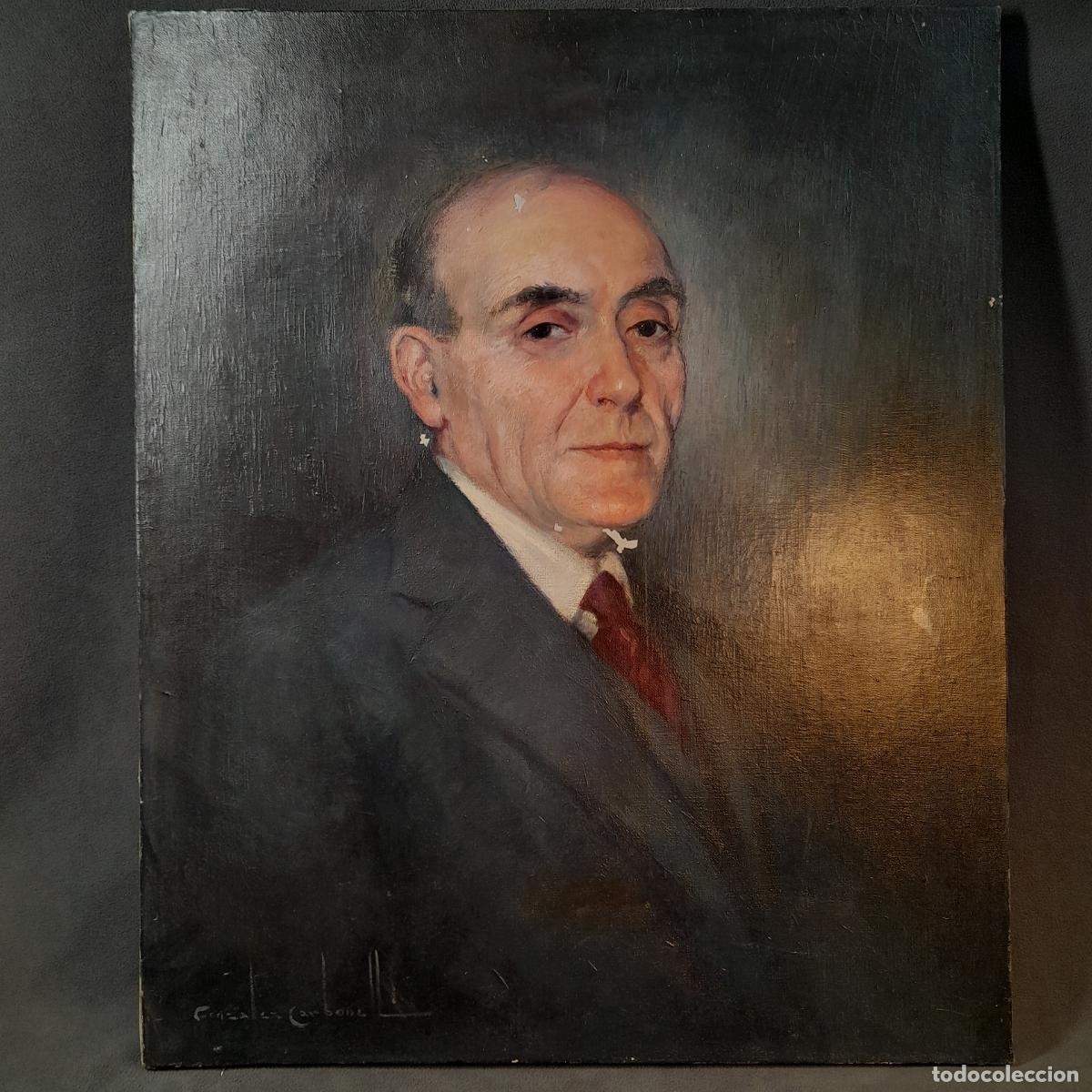 Arte: C-1992. ROSENDO GONZALEZ CARBONELL (1910-1984). &Oacute;LEO SOBRE LIENZO. RETRATO. MEDIADOS S. XX.