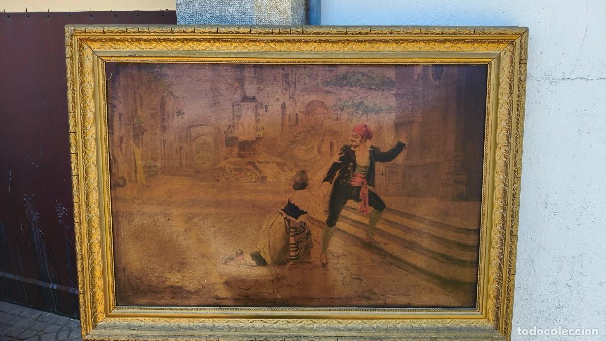 Arte: Tableau peinture sur bois Espagne 1880