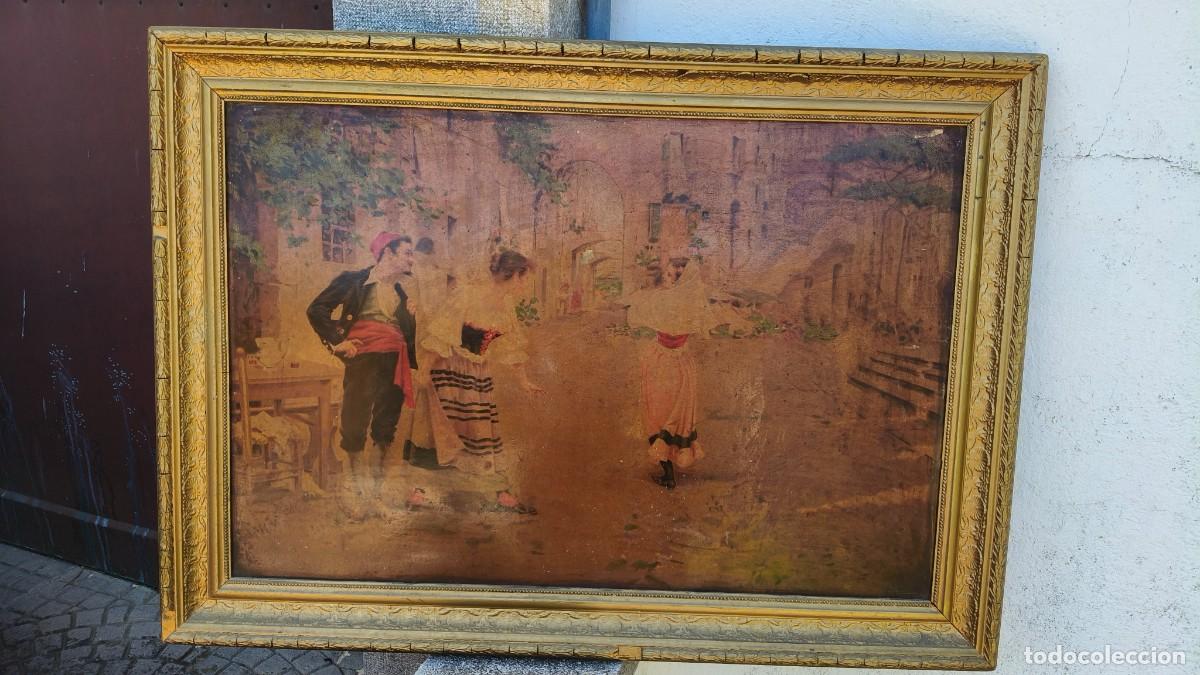 Arte: Tableau peinture sur bois Espagne 1880