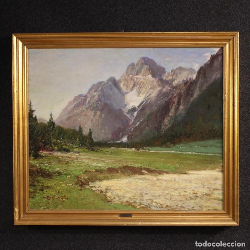 Arte: Cuadro italiano vista a la monta&ntilde;a de la Croda Rossa D'Ampezzo, firmado por Bentivoglio