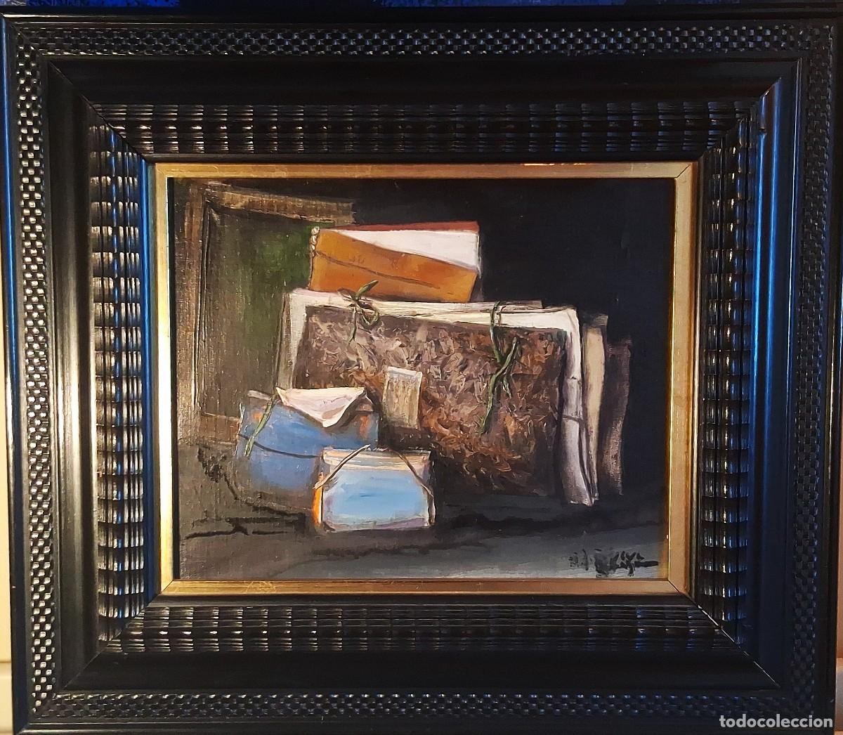 Arte: Juan de Ribera Berenguer (Valencia,1935-Castell&oacute;n 2016) &rdquo;Carpetas&rdquo; &oacute;leo sobre lienzo (22 x 27) 1977