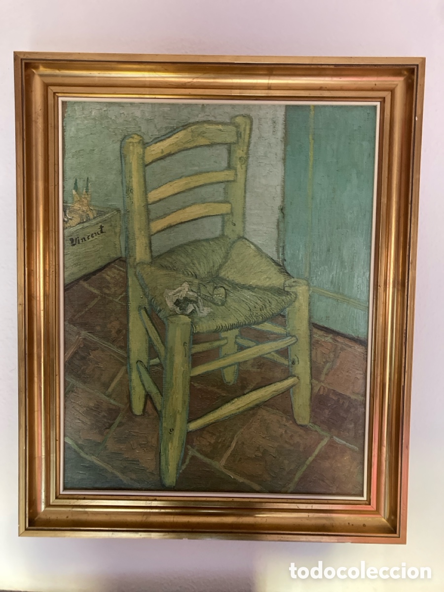 Arte: Reproducci&oacute;n &oacute;leo Van Gogh &ldquo;Silla con pipa&rdquo; con marco