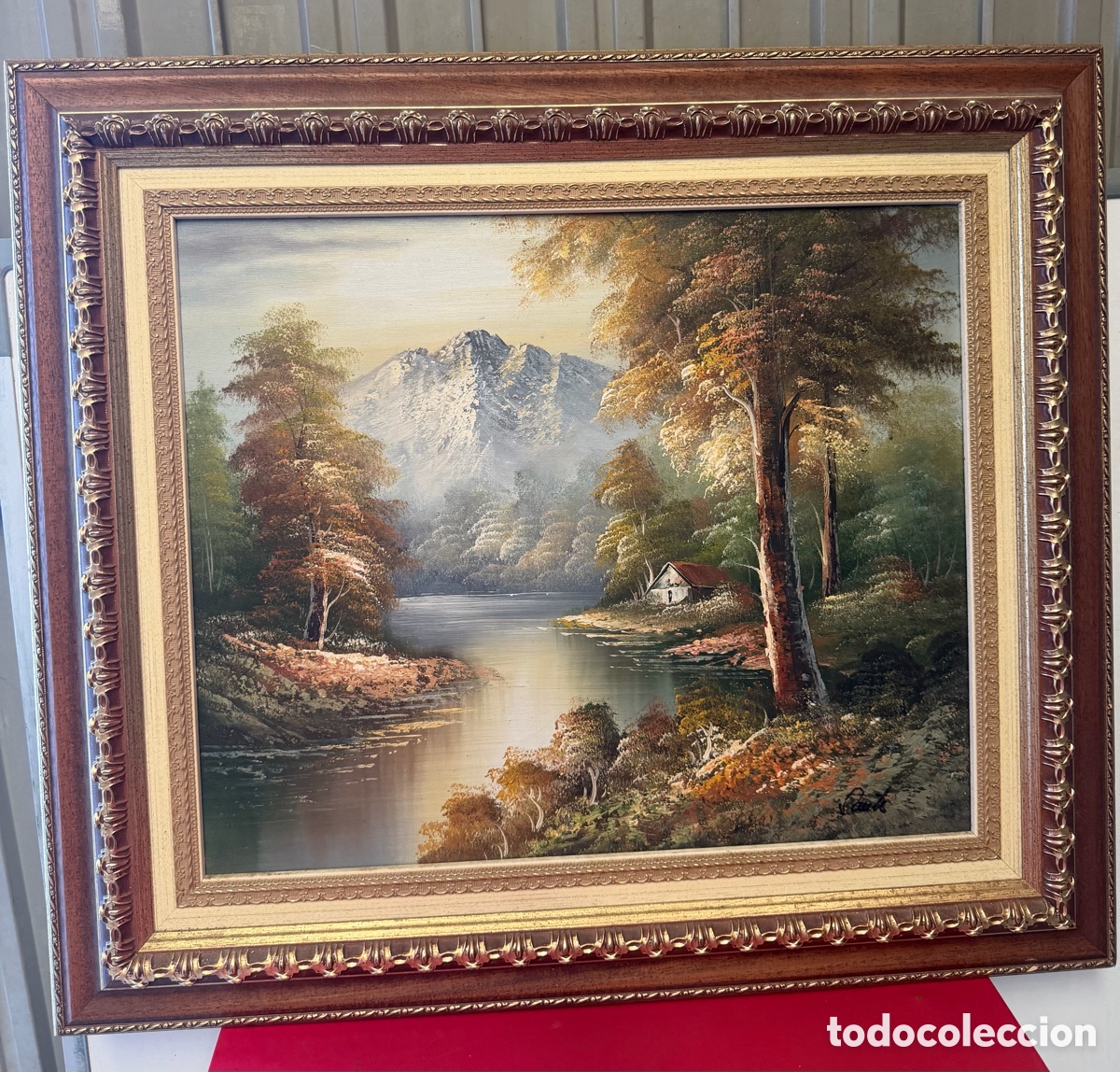 Arte: Gran &oacute;leo paisaje monta&ntilde;a firmado 83x73 cm