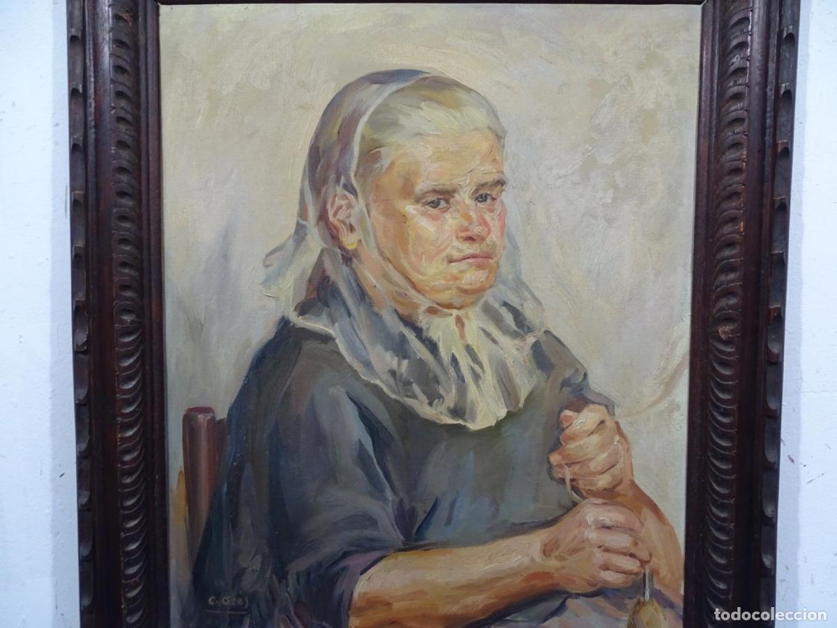 Arte: &Oacute;LEO SOBRE TELA CARMEN OSES 1946. VIEJA. PINTORA DE CALATAYUD.