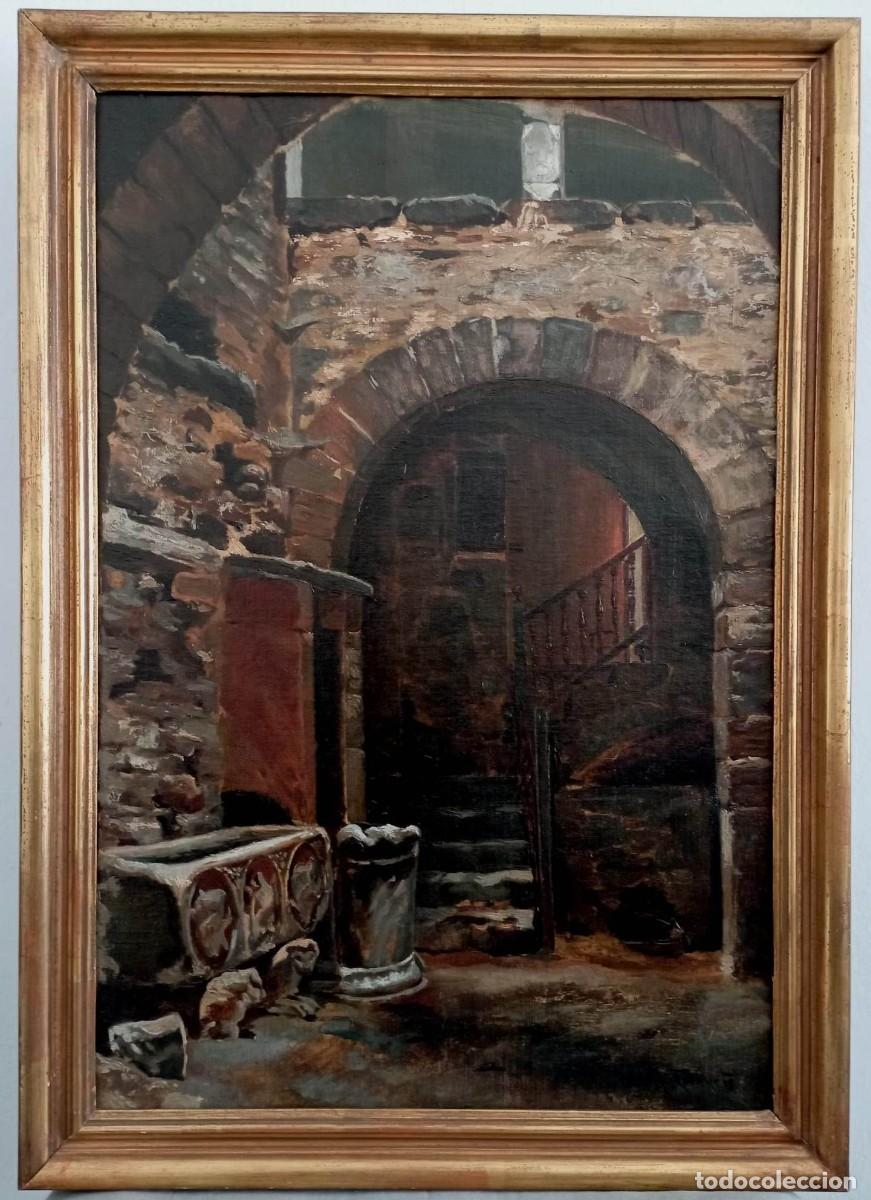 Arte: RAMON TUSQUETS (1837-1904). Vista de una casa italiana. &Oacute;leo sobre tela