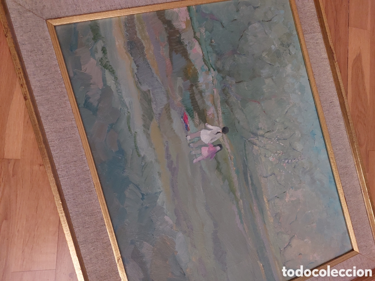 Arte: Peret Planapuig. Oli emmarcat de la seva &egrave;poca blava. Pintor olot&iacute; especial.