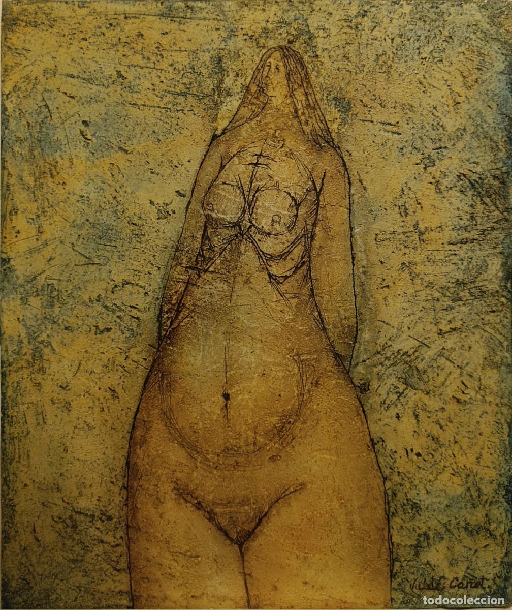 Arte: Figura al &oacute;leo texturizado sobre tabla, de Vald&eacute;s Canet