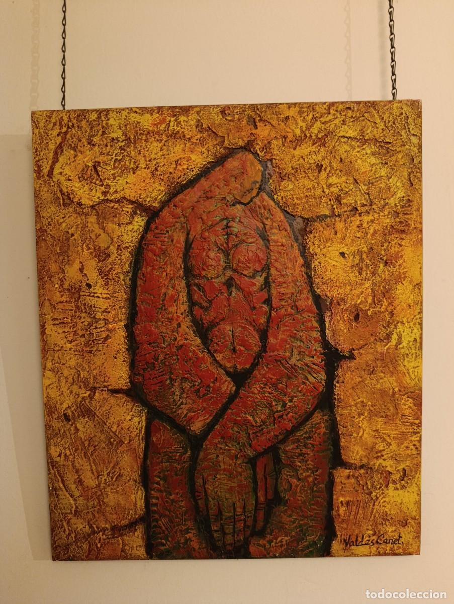 Arte: Figura al &oacute;leo texturizado de desnudo masculino, obra de Vald&eacute;s Canet