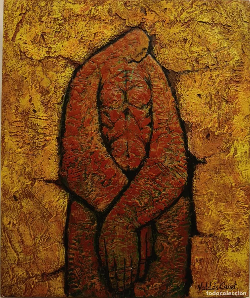 Art: Figura al &oacute;leo texturizado sobre tabla, obra de Vald&eacute;s Canet