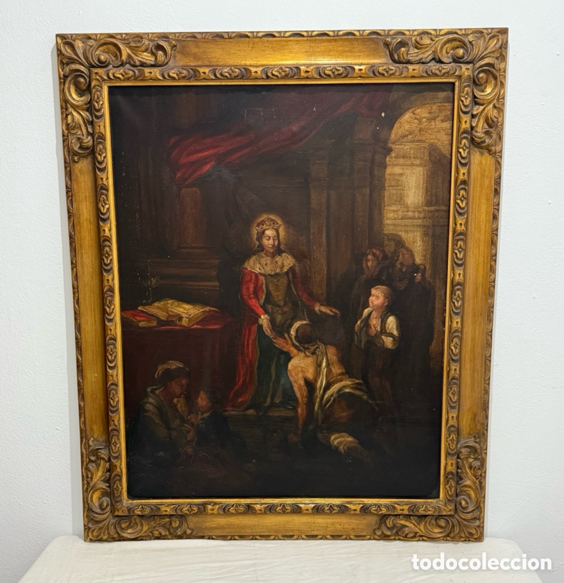 Art: Escuela Espa&ntilde;ola siglo XIX Santa Reina Coronada &Oacute;leo sobre Lienzo.