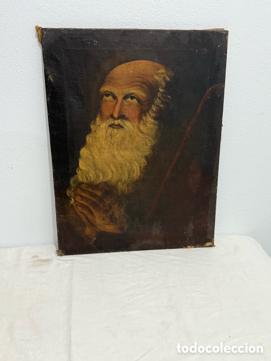 Kunst: Escuela espa&ntilde;ola / hisp&aacute;nica XVII-XVIII Santo ermita&ntilde;o &oacute;leo sobre lienzo