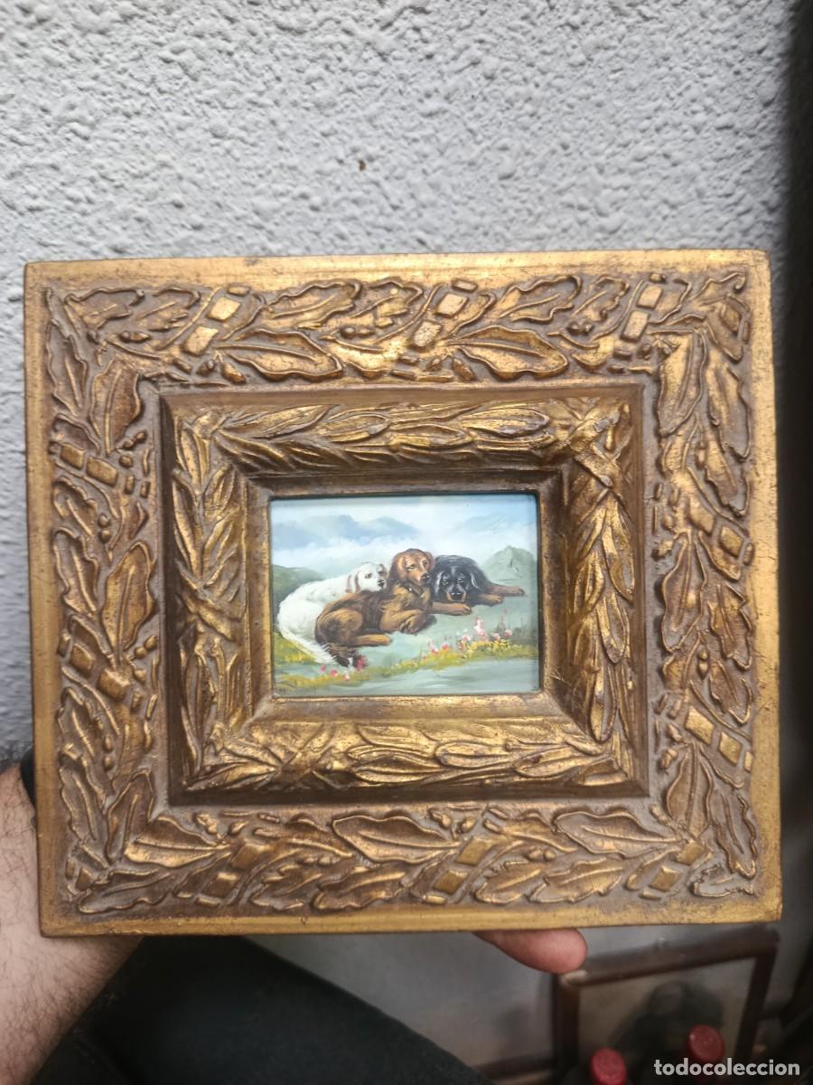 Arte: &Oacute;leo sobre tabla,con marco pan de oro. Siglo XIX