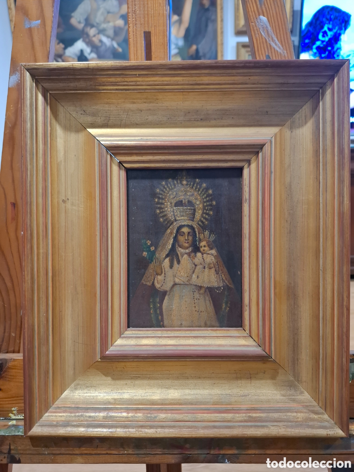 Arte: Oleo sobre tabla religioso 35x30 - Foto 1