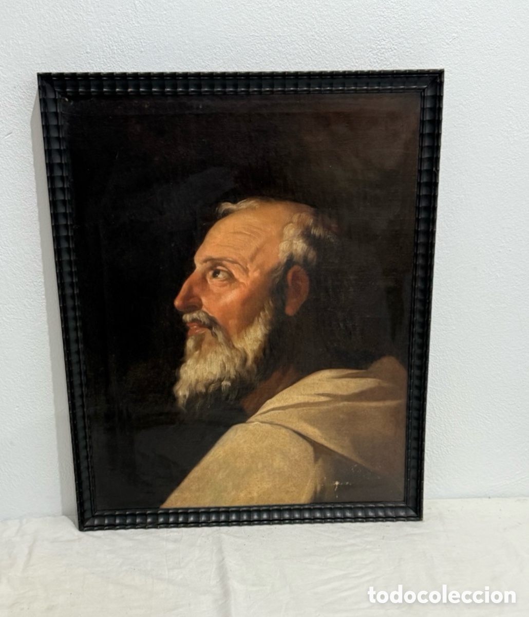 Arte: RETRATO DE SANTO MONACAL ESCUELA ESPA&Ntilde;OLA BARROCA SIGLO XVIII-XIX &Oacute;LEO SOBRE LIENZO OBRA A ESTUDIAR