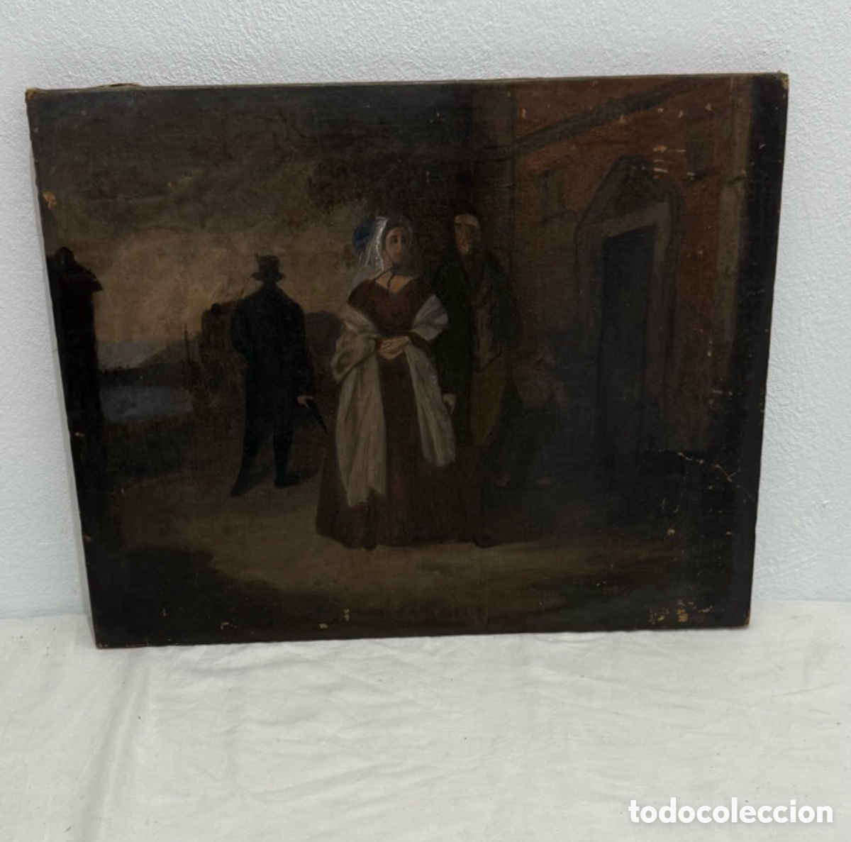 Arte: Escuela Espa&ntilde;ola siglo XIX importante escena costumbrista &oacute;leo sobre lienzo obra a estudiar