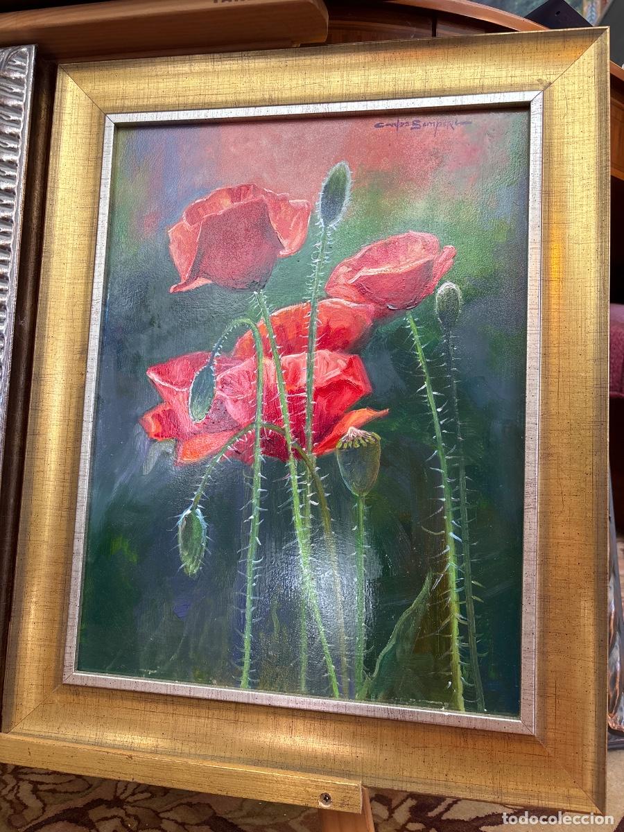 Arte: Pintura, &oacute;leo de amapolas firmado