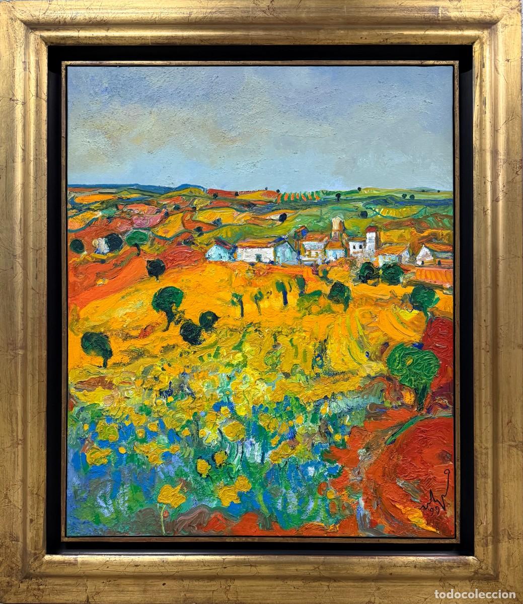 Arte: Ulpiano Carrasco - Paisaje de Pozoseco, Cuenca - &Oacute;leo con gran empaste