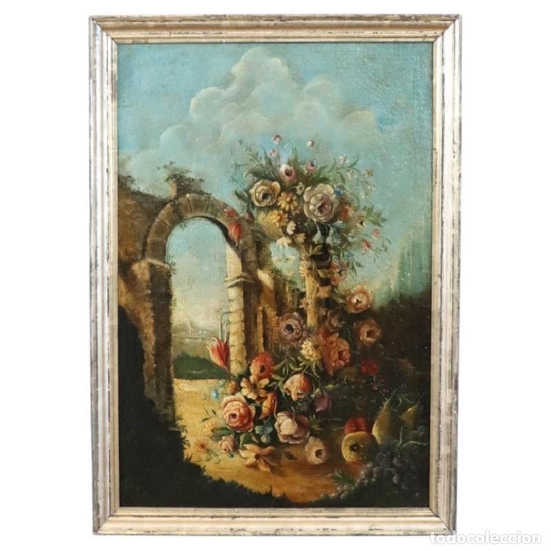 Arte: Bodeg&oacute;n antiguo, &oacute;leo sobre lienzo, Italia, siglo XIX