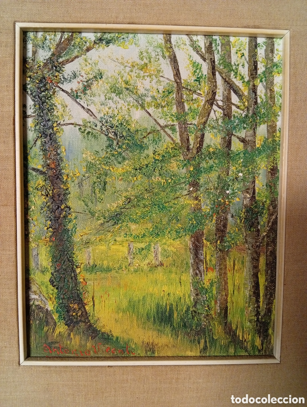 Arte: Preciosa vieja pintura oleo tabla firmada pintor Antonio Vicente
