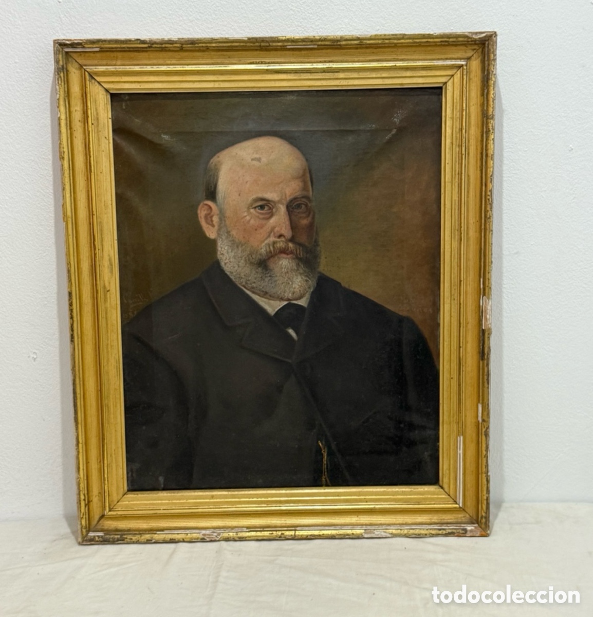 Arte: &Oacute;leo Retrato Caballero Firmado Conill 1885 Escuela Catalana Espa&ntilde;ola Siglo XIX