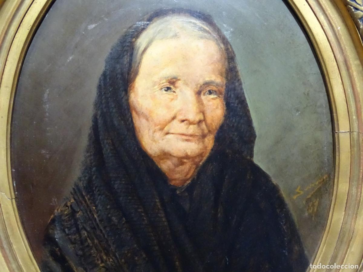 Arte: &Oacute;LEO CARTULINA JOSEP JUNCOSA 1889. RETRATO BURGUES&Iacute;A CATALANA S. XIX. MARCO EPOCA.