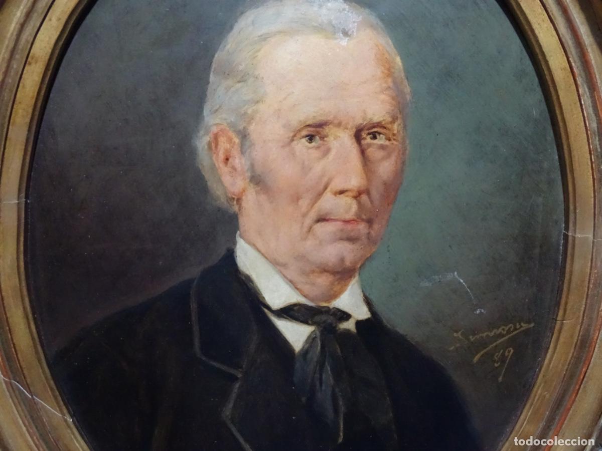 Arte: &Oacute;LEO CARTULINA JOSEP JUNCOSA 1889. RETRATO BURGUES&Iacute;A CATALANA S. XIX. MARCO EPOCA.