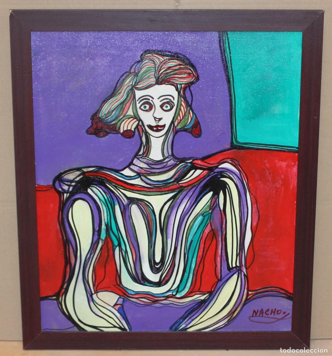 Arte: IGNACIO LOPEZ GOMEZ -Nacho- (1935) ACRILICO SOBRE PANEL. LA MENINA PENSATIVA