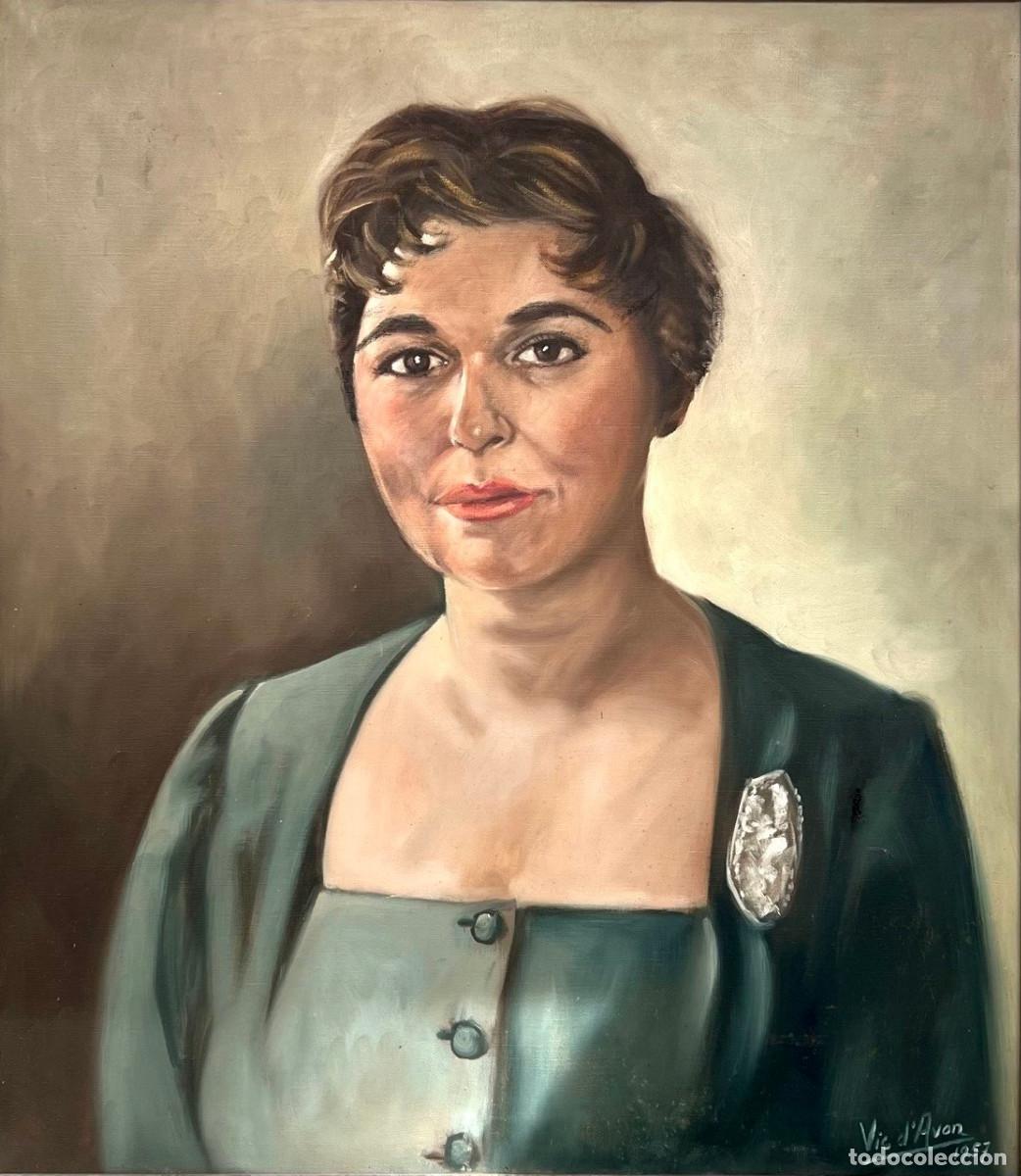 Arte: Vic d' Avon (1907-1986) - Portret van een dame- Gran formato.